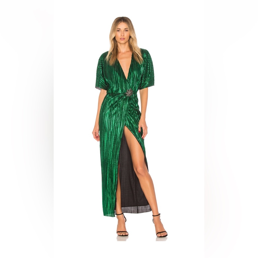 House of Harlow green metallic dress
